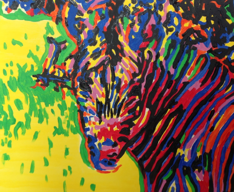 Zebra, acrylics on canvas